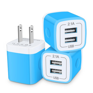 Wall Charger Block, USB Wall Plug, 3 Pack Double USB Fast Charging Cube Cell Phone Charger Power Adapter Android Box for iPhone 17 16 15 14 13 12 11
