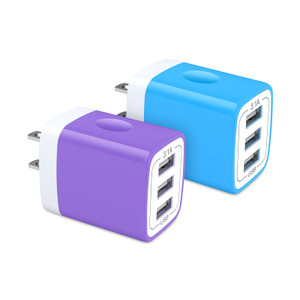 USB Charger Plug, HOOTEK 2Pack 3.1A 3-Multi Port USB Wall Charge Brick Adapter Charging Block Cube Box for iPhone 17/16e/16/15/14/13 Pro Max/12/XS/X