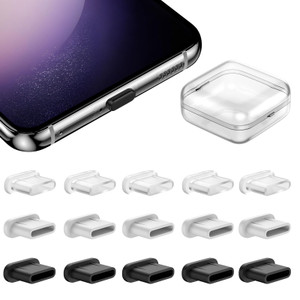 15 Pcs USB Type C Anti Dust Plugs Cover for iPhone 17 Pro Max 16/iPad Pro, Silicone USB-C Charging Port Plug Protector for Samsung Galaxy S25 Ultra S