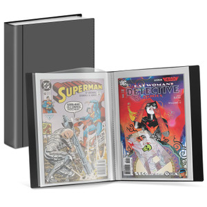 Dunwell Comic Book Storage Album - For Current, Silver Age, Regular Bagged and Boarded, Binder with 6 Super Heavyweight Sleeves, Clear View Cover and