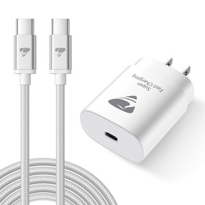 USB C Charger Block 25W, Type C Charger Fast Charging Adpter with 6ft USB C to C Cable for Samsung Galaxy S24 S23 S22 S21 S20 A71 A53 A35 A32 A15 A14