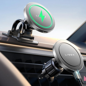 LISEN for 15W MagSafe Car Mount Charger,iPhone Magnetic Wireless Car Charger for iPhone 16 Pro Max Accessories,Car Phone Holder For iPhone 16 15 14 1