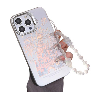 Casechics Compatible with iPhone Case,Cute Laser Glitter Bling Sparkly Castle Wristband Strap Bracelet Chain[Military Drop & Full Body Protection]Sho