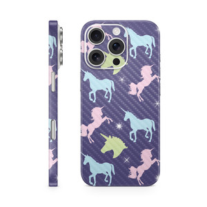 Carbon Fiber Phone Skin Compatible with Apple iPhone 16 Pro - Unicorn Dream - Premium 3M Vinyl Protective Wrap Decal Cover - Easy to Apply | Crafted