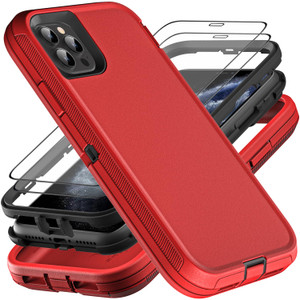 YKHJKLEC for iPhone 11 Pro Case, Military Grade 3 in 1 Heavy Duty Shockproof/Drop Proof/Dust Proof Case with 2Pcs Tempered Glass Screen Protector (Re