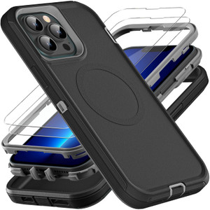 YKHJKLEC for iPhone 13 Pro Max Case, Compatible with Magsafe, Military Grade 3 in 1 Heavy Duty Shockproof/Drop Proof/Dust Proof Case with 2Pcs Temper
