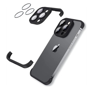 Gufiire for iPhone 16 Pro Max Bumper Case with Camera Lens Protector, Frameless Corner Protection Pad [No Back Compatible with MagSafe] Soft TPU Sili