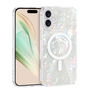 CameCosy for iPhone 16 Plus Magnetic Case [Compatible for MagSafe], Sparkle Glitter with Colorful Pearl Shell Design for Women Girls, Hard PC Back Sh