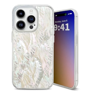 XIMAND for iPhone 16 Pro Case Made with Unique Genuine Seashell, Durable | Stunning Gorgeous | Drop Protection | Luxury Aesthetic Cover. (Beige)