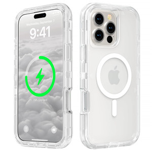 Follaroma for iPhone 16 Pro Case, Compatible with MagSafe, Heavy Duty Shockproof Protection Phone Cases, Anti-Drop, Dual Layer Transparent Magnetic P