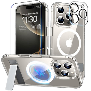 xiwxi for iPhone 16 Pro Case with Kickstand,[Compatible with Magsafe][1*Screen Protector],Military-Grade Protection & Anti-Yellowing,Magnetic Phone C