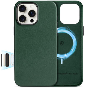 SHIELDON Genuine Leather Case for iPhone 16 Pro Max 6.9" Compatible with MagSafe, [Camera Button Updated], Magnetic Wireless Charging/Anti-Scratch/No