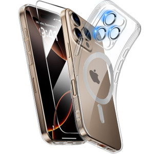 X-level Magnetic for iPhone 16 Pro Max Case Clear, Compatible with MagSafe, [Built-in Camera Lens Protector] [Screen Protectors] Non-Yellowing Slim S