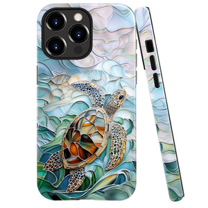 Compatible with iPhone 16 Pro,Anti-Scratch Glossy Case Cover,Turtle Blue Green Sea