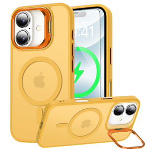 GOODON Magnetic for iPhone 16 Plus Case with Screen Protector, Built-in Camera Kickstand,[Compatible with Magsafe] [Wireless Charging] Translucent Ma