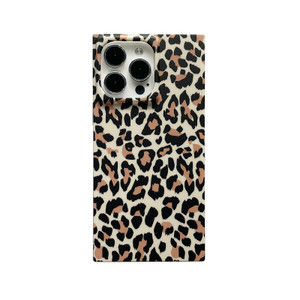 Reezaddin Rectangle Black Leopard Phone Case for iPhone 16(NOT Pro),Wild Cheetah Print Stylish Chic Rectangled Edge Matte Slim Protective Girls Women