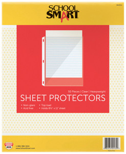 School Smart Top Load Heavyweight Polypropylene Non Glare Sheet Protectors - Pack of 50 - Clear - 084904