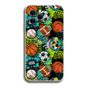 Amanqunta Compatible with Case iPhone 14 Pro,Sports Balls Football Baseball Basketball Pattern Design Phone Cases for Men Boys,Soft Silicone Trendy G