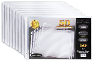 GOLD SEAL 50 Pack 11x17 Inch Heavyweight Diamond Clear Sheet Protectors, Side Loading, Ledger Sheet Protectors,3-Hole Punched