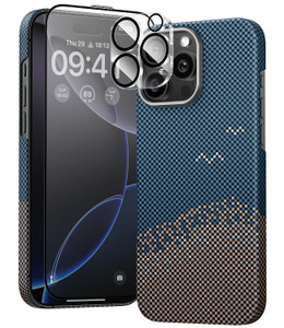 JUESHITUO 3 in 1 for iPhone 16 Pro Case, Ultra Slim & Light [1500D Aramid Fiber Made] [Fit for MagSafe] Minimalist Carbon Fiber Textures-Less Touch F