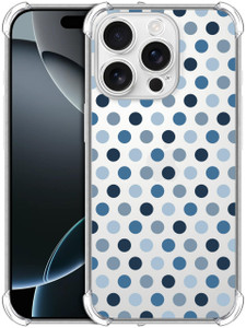 SuzaCase Clear Case for iPhone 16 Pro Max, iPhone 16 Pro Max Case with Stylish Polka Dots Blue Printed Durable Clear Shockproof Drop Protection Back