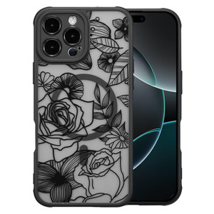 XIZYO Magnetic Case for iPhone 16 Pro Max Floral Rose Cute Phone Case [Compatible with Magsafe] for Women Girls Aesthetic Pattern Slim TPU Shockproof