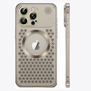 HUHUCASE Spring Buckle Aromatherapy Magnetic Phone Case, Suitable for IPhone17Promax Metal Lens Film Hollow Missing Label Heat Dissipation Protective