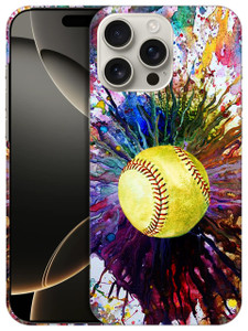 GlamCase for iPhone 16 Pro, iPhone 16 Pro Case - Vintage Color Softball Design Printed Slim & Sleek Cute Plastic Hard Protective Designer Back Case/C