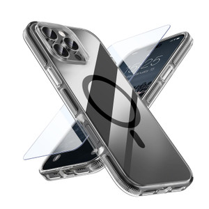 MATEPROX Magnetic Clear Compatible with iPhone 16 Pro Case[2024],[Compatible with MagSafe][Never Yellowing] Anti-Slip Military Protective Bumpers Cov