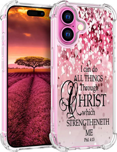 Topgraph Compatible with iPhone 16 Plus Case Cute Clear for Women,Cool Transparent Silicone Phone Cases Cover - Pink Christian Bible Verses