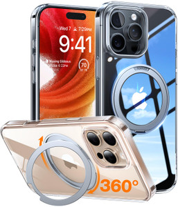 TORRAS Upgraded 360 Rotatable Magnetic Ring for iPhone 16 Pro Max Case, Fit for MagSafe with Stand Ring Holder, 16FT Mil- Grade Shockproof Translucen