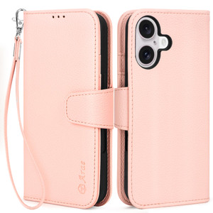 Arae Compatible with iPhone 16 Plus Case Wallet with Card Holder,Wristlet Strap Wallet Flip Cover for iPhone 16 Plus 6.7 inch Men/Women, RFID Blockin
