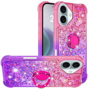 Monwutong Slim Fit Case for iPhone 16,Shiny Bling Quicksand Effect TPU Bumper Magnetic Ring Case,Four Corners Heavy Anti-Fall Protection Phone Cover
