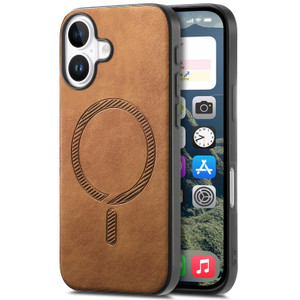 Monwutong Slim Leather Case Compatible with MagSafe Strong Magnetic Case for iPhone 16 Plus,Camera and Screen Protection Cover for iPhone 16 Plus,CX
