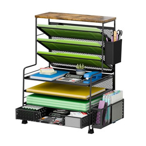 Ekisemio 8 Tier Desk File Organizer, Metal Mesh Letter Tray Paper Organizer, Large Capacity Desktop Organizers, Desk Accessories File Holder Storage