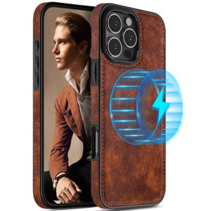 LOHASIC for iPhone 16 Pro Max Leather Case Compatible with MagSafe, Slim Luxury PU Non-Slip Grip Rugged Bumper Shockproof Full Body Protective Cover