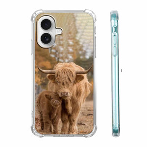 Tobelint Case for iPhone 16 Plus with Cow Design,Cute Highland Cattle Family Pattern for Men Women,Clear Slim Soft TPU Bumper Case,6.7(Cow,16plus)