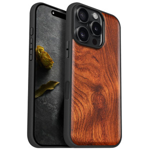 Carveit Magnetic Wooden Case for iPhone 16 Pro Case, Solid Wood & Black Soft TPU Shockproof Cover, Compatible with MagSafe Wireless Chargers (Natural