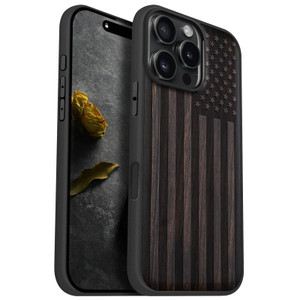 Carveit Magnetic Wooden Case for iPhone 16 Pro Max Case, Wood Artisan Engraved & Black Soft TPU Shockproof Cover, Compatible with MagSafe Wireless Ch