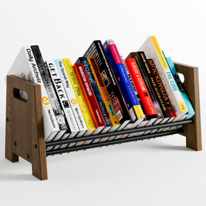 Desktop Bookshelf Organizer, Wood Rustic Slanted Desk Bookshelf, Small Tabletop Book Rack, Portable Save Space Bookcase for Book Display Home Office