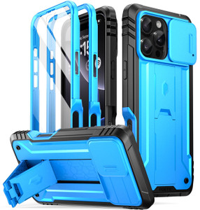 Poetic Revolution Case for iPhone 16 Pro 6.3 inch, [Slide Camera Cover], Full-Body Military Grade Rugged Shockproof Cover with Kickstand and Built-in
