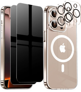 Privacy Case for iPhone 16 Pro Max,Clear Magnetic Phone Case with 2X Screen Protector & Camera Cover [20FT Military Protection] Compatible with MagSa