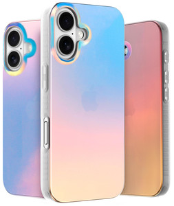 LONLI Hue for iPhone 16 Case  Dynamic PrismGlow Holographic Iridescent Phone Cover, Slim Shock-Absorbing Protection, Cute Aesthetic Case for Women &