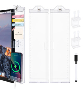 Office Desk Accessories, Acrylic Monitor Memo Boards for Computers, 2PCS (Left & Right) Multifunction Sticky Note Holder for Computer Screen, Home Of