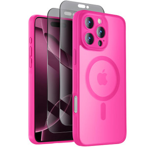 Symcele Designed for iPhone 16 Pro Max Case, Compatible with MagSafe, with Privacy Screen Protectors X2, [Camera Protection] [15FT Military Drop Prot