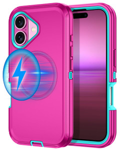 I-HONVA for iPhone 16 Case [Compatible with MagSafe] Shockproof 3-Layer Full Body Protection [Without Screen Protector] Rugged Heavy Duty Cover Case