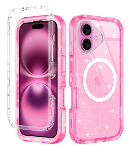 I-HONVA for iPhone 16 Plus Case Clear [Non Yellowing] [Compatible with MagSafe] Shockproof 3-Layer Full Body Protection Rugged Heavy Duty Cover Case