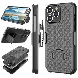 Tiflook for iPhone 16 Plus 6.7 inch Case with Kickstand & Belt Clip Holster, Heavy Duty Shockproof Armor Protective Rugged Woven Pattern Hard Plastic