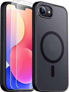 SPIDERCASE Designed for iPhone 16e Case, Magnetic Translucent Matte Case with 2PCS Tempered Glass Screen Protector Slim Phone Case for iPhone 16E 6.1
