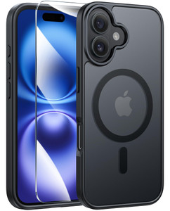 FNTCASE for iPhone 16 Phone Case: Magnetic Translucent Matte Shockproof Slim Cell Phone Cover - Military Grade Drop Proof Hard Back Anti-Fingerprint